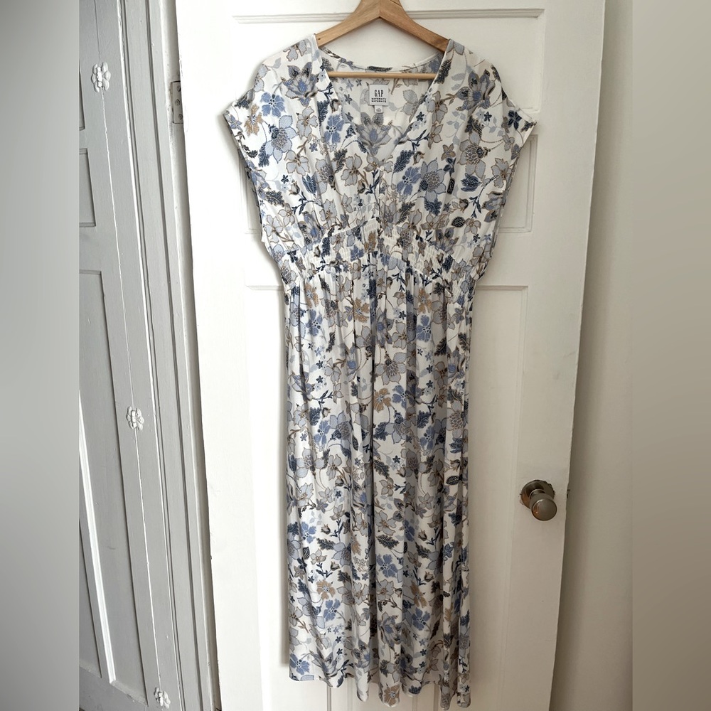 GAP Floral blue and white maternity dress